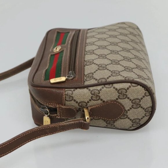 GUCCI GG Supreme Web Sherry Line Bag PVC Beige Gold 56 02 087 Auth ar13365 - Picture 6 of 16